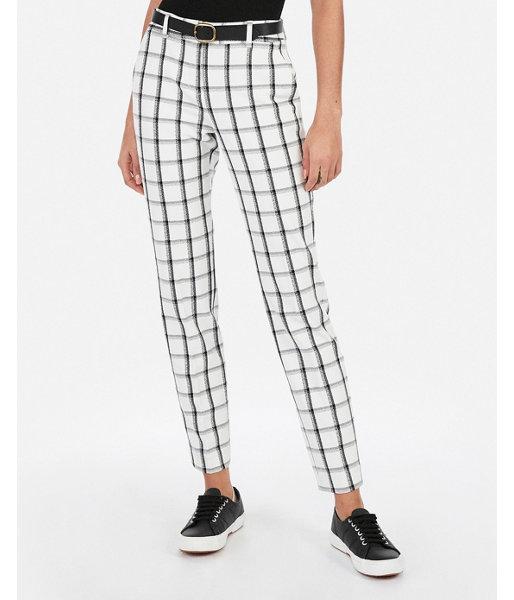 Express Womens Mid Rise Ankle Windowpane Print Columnist Pant