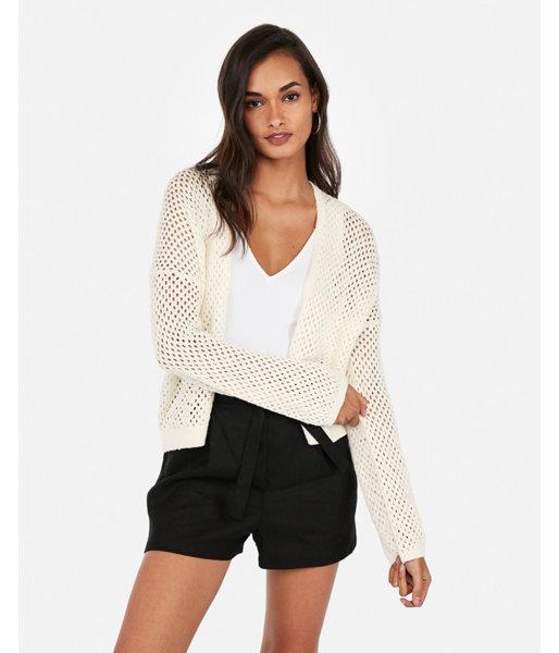 Express Womens Open Stitch Cropped Cardigan