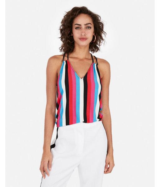 Express Womens Striped Strappy V-neck Racerback Cami