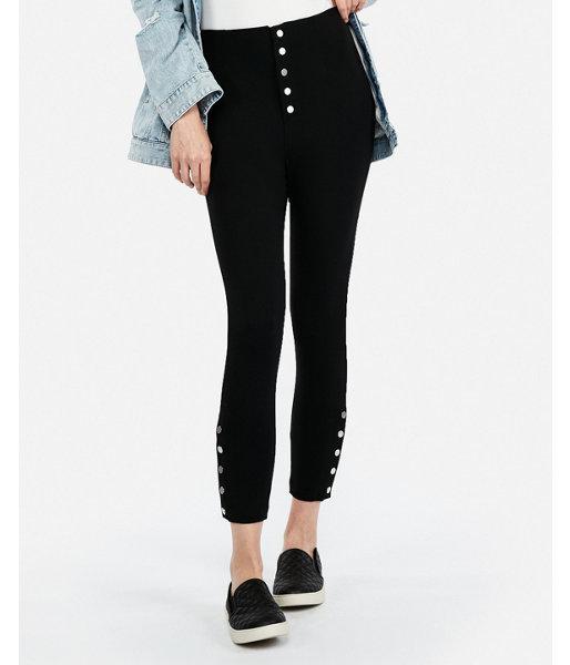 Express Womens High Waisted Snap Hem Cropped Ponte