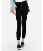 Express Womens High Waisted Snap Hem Cropped Ponte