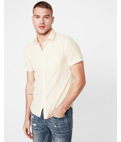 Express Mens Striped Button Collar Short