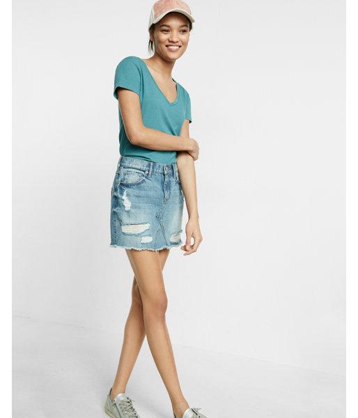 Express Distressed V-neck Boyfriend Tee