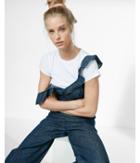 Express Petite Ruffle V-neck Denim Jumpsuit