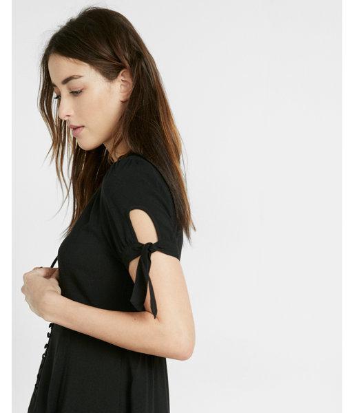 Express Womens Button Front Fit And Flare Dress