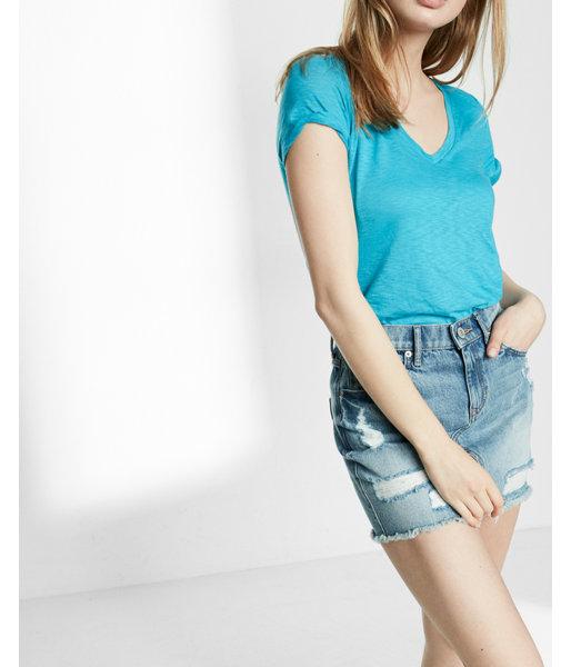 Express Womens Textured Skimming V-neck Tee