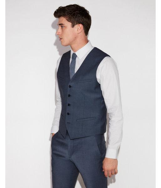 Express Mens Blue Performance Stretch Wool-blend