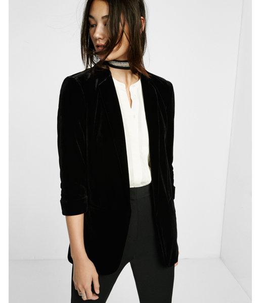 Express Womens Velvet Boyfriend Blazer