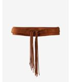 Express Womens Faux Suede Fringe Obi Belt