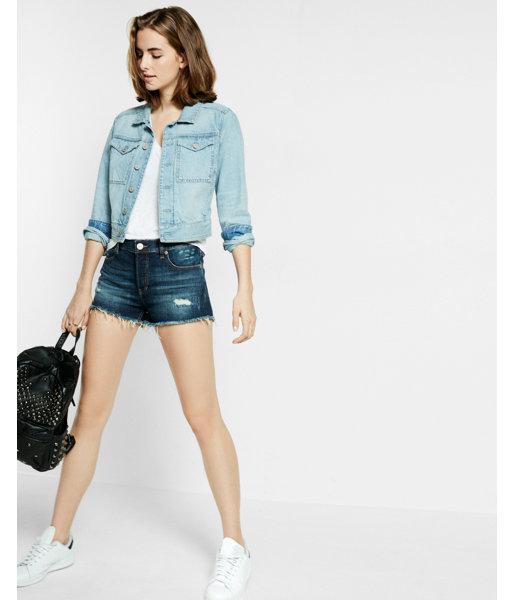 Express Womens Mid Rise Denim Cutoff
