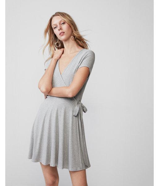 Express Womens Ribbed Wrap Dress