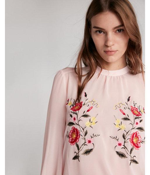 Express Womens Embroidered Button-back Blouse