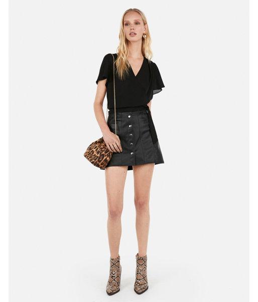 Express Womens Surplice Tie Waist Blouse