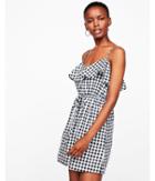 Express Womens Gingham Ruffle Front Tie Waist Dress