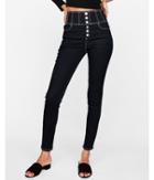 Express Womens Express Womens Super High Waisted Button-fly Stretch Jean Ankle