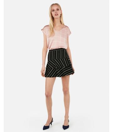 Express Womens Windowpane Print V-neck Gramercy Tee