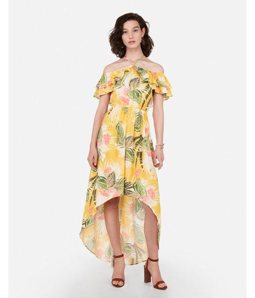Express Womens Floral Off The Shoulder Halter Hi-lo