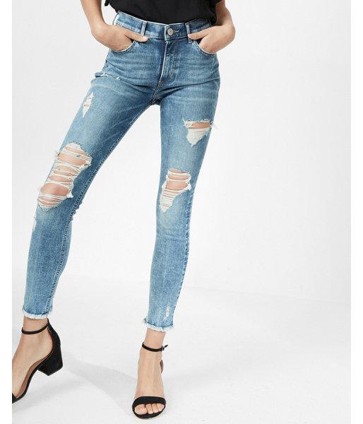 Express High Waisted Destroyed Stretch Ankle Jean