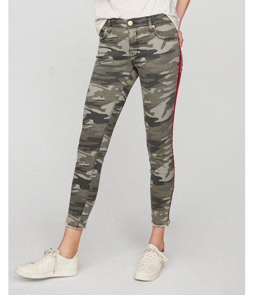 Express Womens Mid Rise Side Stripe Camo Ankle Pant