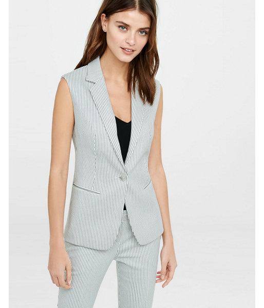 Express Womens Pinstripe Sleeveless Jacket