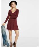 Express Womens Cozy V-neck Long-sleeve Trapeze Dress