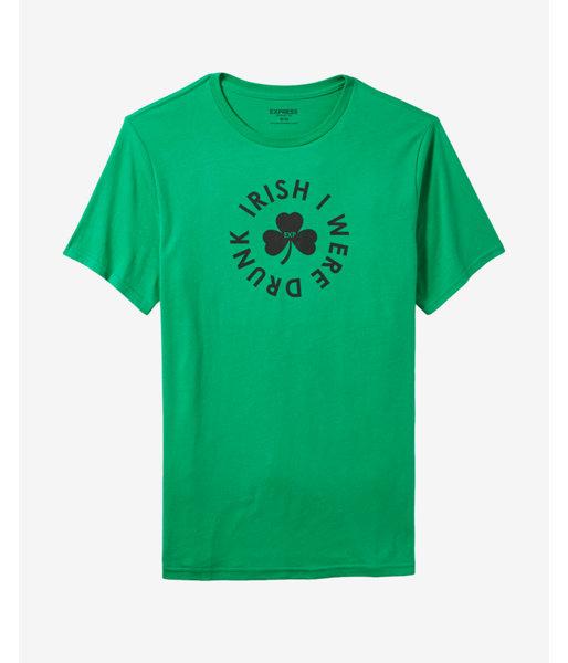Express Mens Irish I Were Drunk Graphic Tee