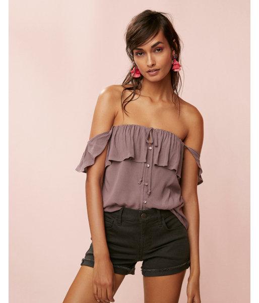 Express Womens Off The Shoulder Halter Top