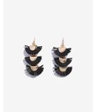 Express Womens Tiered Leather Fringe Drop Earrings