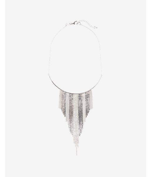 Express Womens Rhinestone Fringe Collar Necklace
