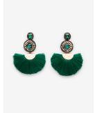Express Womens Double Stone Tassel Drop Earrings