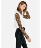Express Womens Express One Eleven Leopard Sleeve Boxy Tee
