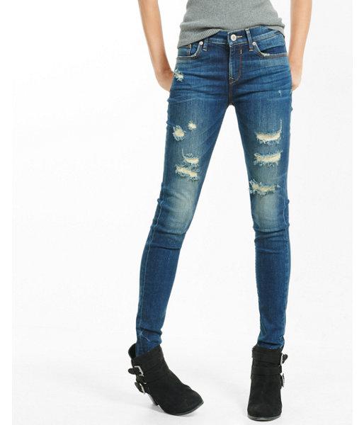 Express Womens Mid Rise Distressed Jean