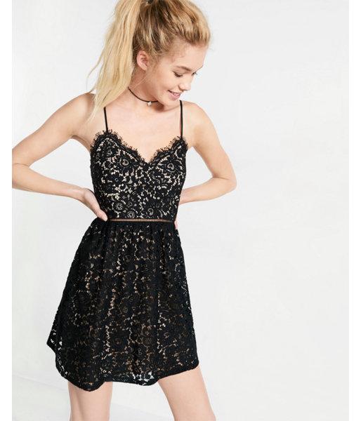 Express Floral Lace Fit And Flare Dress