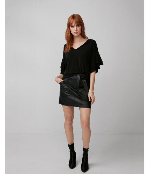 Express Womens Textured Ruffle Sleeve V-neck Top