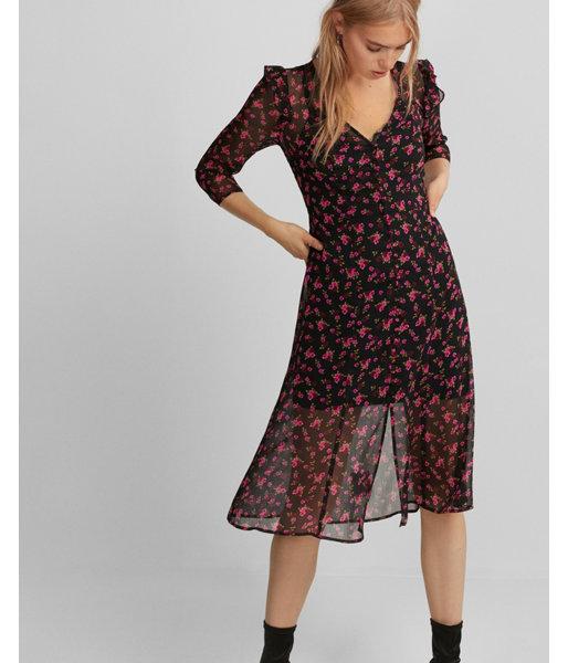 Express Womens Ruffle Button Front Fit And Flare