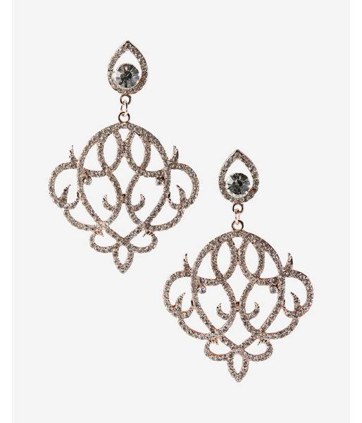 Express Womens Ornate Pav Teardrop Earrings