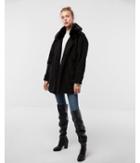 Express Womens Long Oversized Faux Fur Collar Fleece Jacket