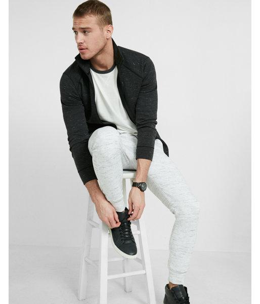 Express Mens Space Dye Double Knit Zip-up Jacket