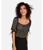 Express Womens Express Womens Express One Eleven Lace Square Neck Tie Sleeve Bubble Top