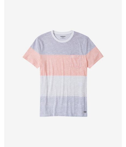 Express Mens Reverse Print Rugby Stripe Pocket T-shirt