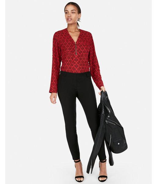 Express Womens Snowflake Print Zip Front Chelsea Popover