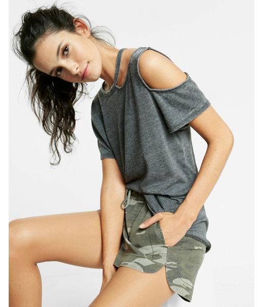 Express Slash Neck And Shoulder Cut-out Tee