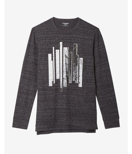 Express Mens Line Graphic Hi-lo Waffle Tee