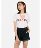Express Womens Courage Graphic Cut-out Boyfriend Tee