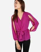 Express Womens Deep V-neck Tie Front Blouse