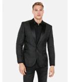 Express Mens Slim Black Floral Jacquard Tuxedo Jacket