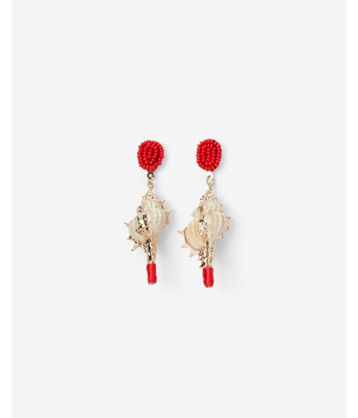 Express Womens Beaded Wrap Seashell Post Back Earrings