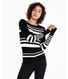 Express Womens Striped Fitted Crew Neck Pullover
