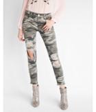 Express Womens Mid Rise Destroyed Camo Stretch Ankle Pant