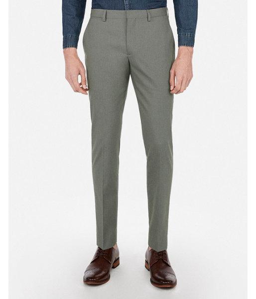 Express Mens Express Mens Extra Slim Olive Green Cotton Texture Stretch